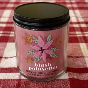 Bath & Body Works Blush Poinsettia Candle with Gold and Pink Accents